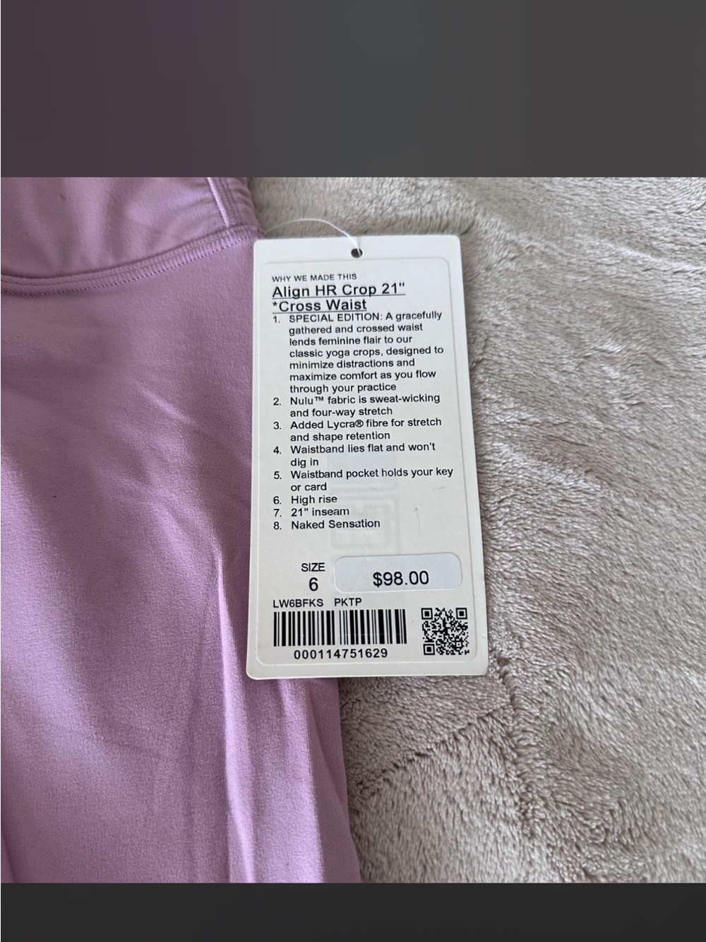 lululemon athletica Align HR Crop 21" Cross Waist Leggings in Light Purple